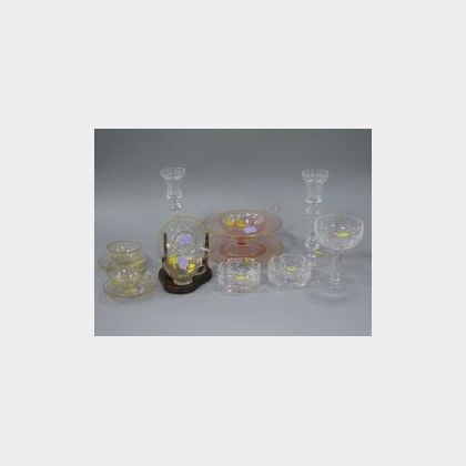 Fourteen Pieces of Assorted Decorative Glassware