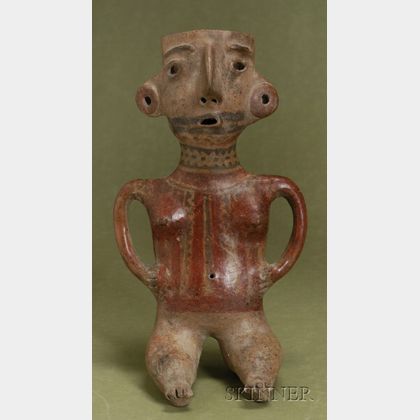 Pre-Columbian Painted Pottery Female Figure
