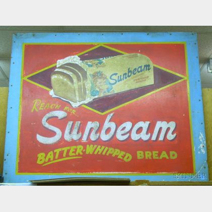 Sunbeam Bread Painted Masonite Advertising Sign