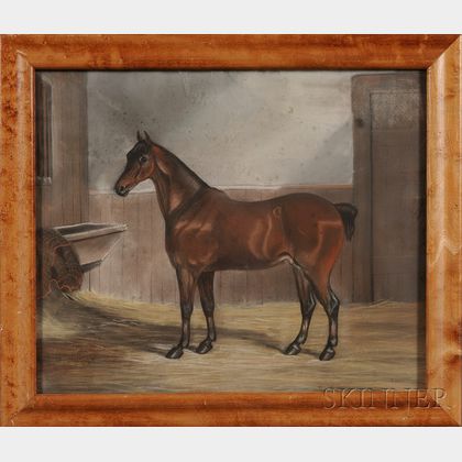 American School, 19th Century Two Portraits of Hackney Stallions.