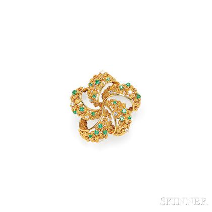 18kt Gold, Emerald, and Diamond Brooch, Tiffany & Co.