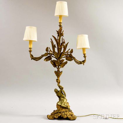 Brass Three-light Figural Candelabra