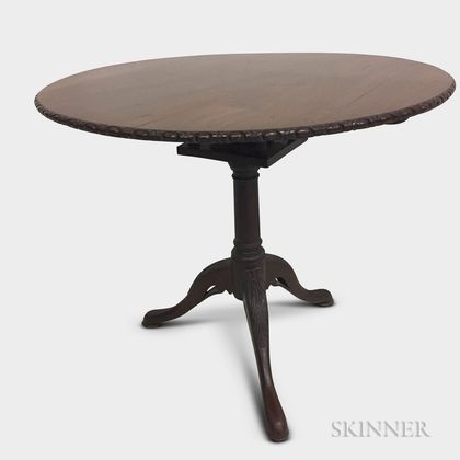 Chippendale-style Carved Mahogany Birdcage Tilt-top Tea Table