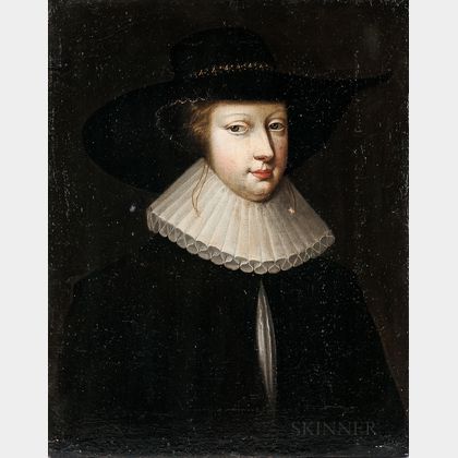 Dutch School, 17th Century Woman in Broad-brimmed Hat and Ruff