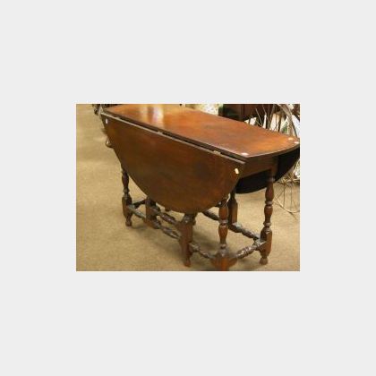 William and Mary Style Cherry Drop-leaf Gateleg Table. 