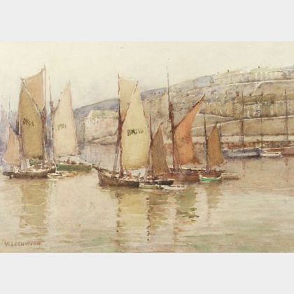 Wilton Lyon Lockwood (American, 1862-1914) Lot of Two Watercolors Including: Brixham