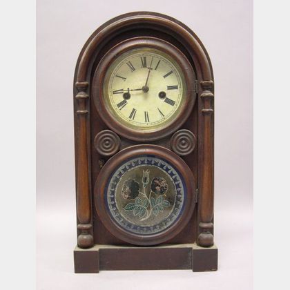 E. Ingraham Co. &#34;Doric&#34; Walnut Shelf Clock