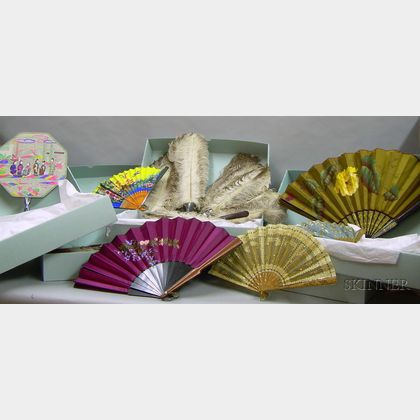 Five Archival Boxes of Assorted 19th and 20th Century Hand Fans