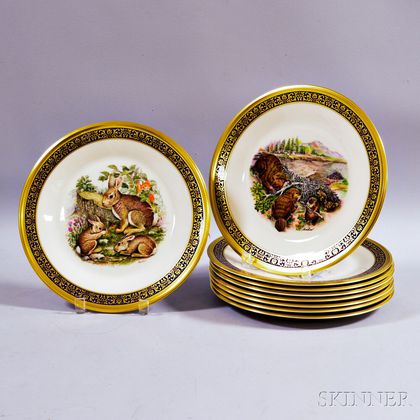 Set of Eight Lenox "Woodland Wildlife" Dinner Plates