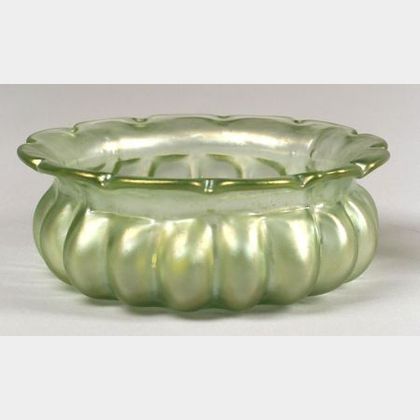 Green Iridescent Art Glass Bowl