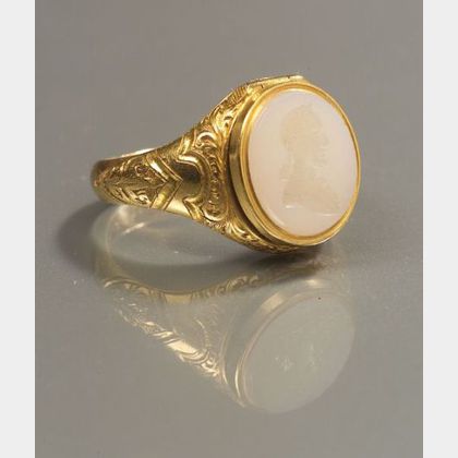 22kt Gold and Intaglio-carved Onyx George Washington Memorial Ring