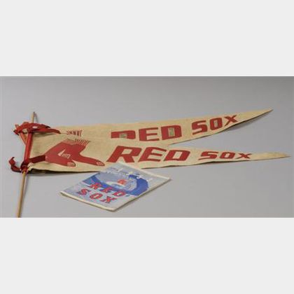 1953 Boston Red Sox/New York Yankees Game Program and Pair of 1953 Boston Red Sox Felt Souvenir Pennants