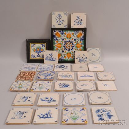 Group of Mostly Delft Tiles