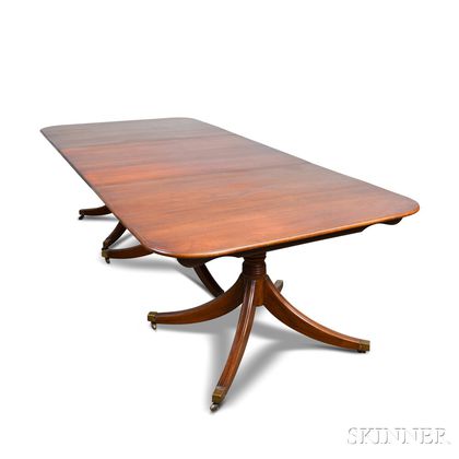 Regency-style Mahogany Triple-pedestal Dining Table
