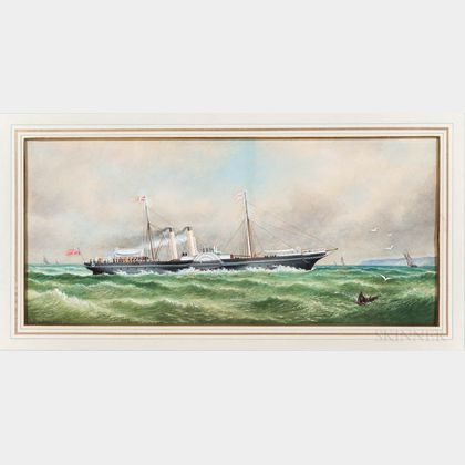 American School, Late 19th Century A British Steamship off the Coast
