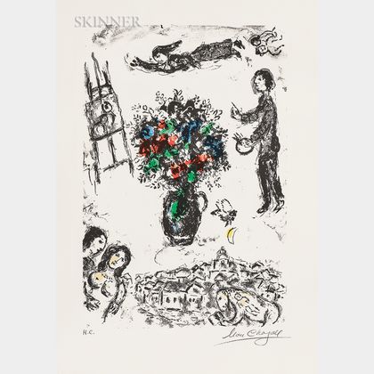 Marc Chagall (Russian/French, 1887-1985) Bouquet sur la ville