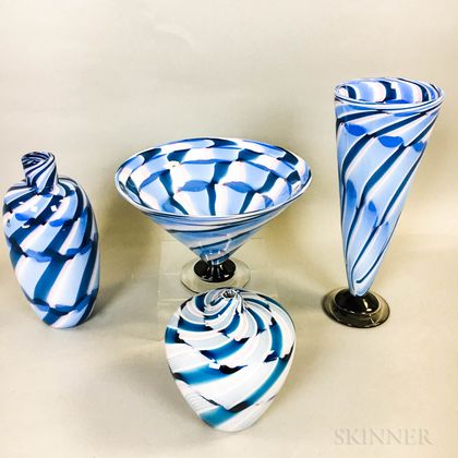 Four Charlie Meaker Studio Art Glass Pieces