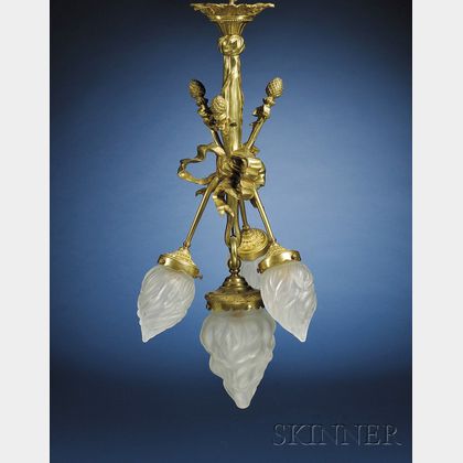 Louis XVI Style Four-light Gilt-bronze Chandelier