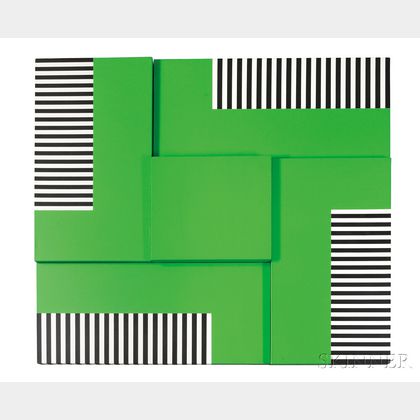 Terri Priest (American, 1928-2014) Static Variations: Green Square in Five Panels