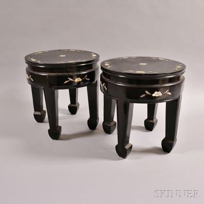 Pair of Lacquered Wood Stands