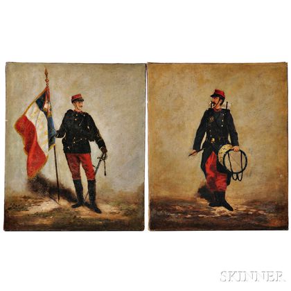 Two Oil Paintings of French Soldiers