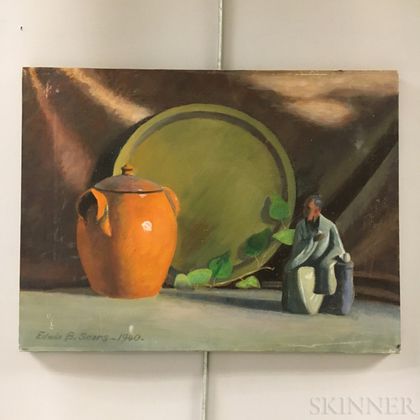 Two Unframed Edwin B. Sears (American, 20th Century) Oil on Canvas Still Lifes
