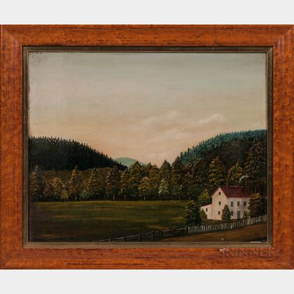 American School, 19th Century Landscape with White Farmhouse