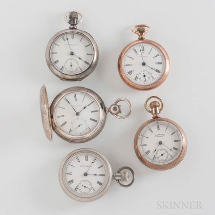 Five 18 Size Waltham Pocket Watches