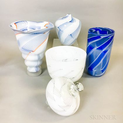 Five Charlie Meaker Art Glass Pieces