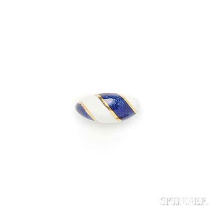 18kt Gold and Enamel Dome Ring