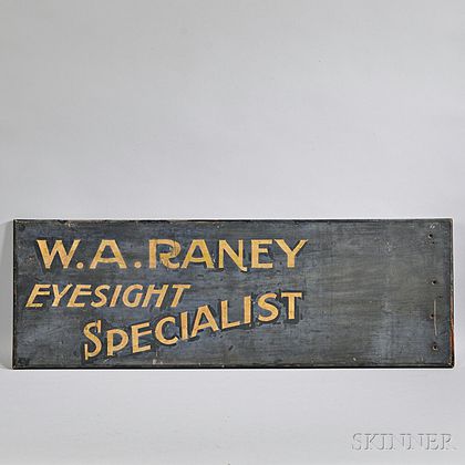 Large Two-sided "W.A. RANEY EYESIGHT SPECIALIST" Trade Sign