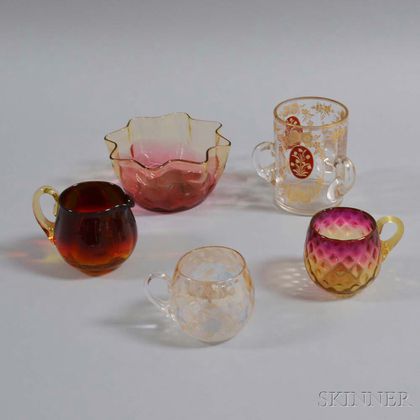 Five Pieces of Assorted Glass