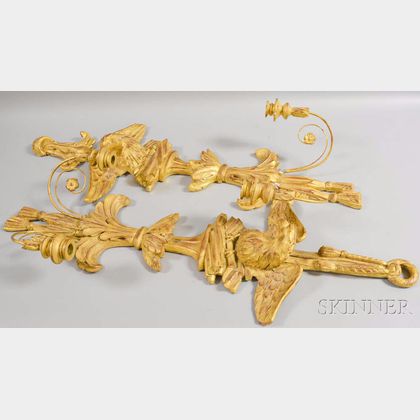 Pair of Carved and Gilt-gesso Two-light Wall Sconces