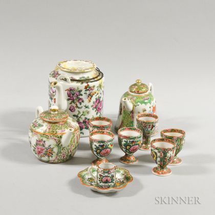 Eleven Rose Medallion Porcelain Tableware Items