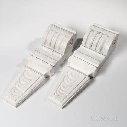 Pair of Carved Marble Architectural Brackets