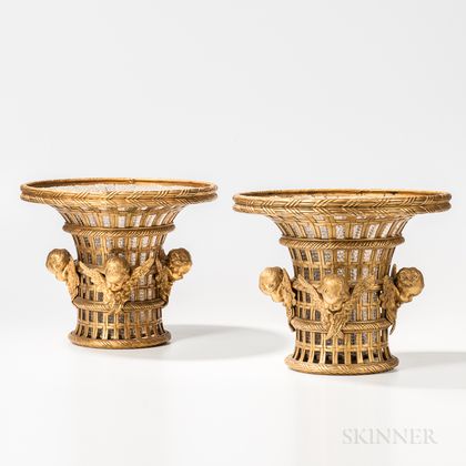 Pair of Gilt-bronze and Glass Baskets