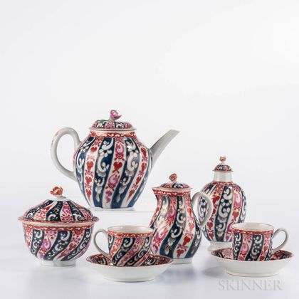 Dr. Wall Period Worcester Porcelain "Queen Charlotte" Pattern Tea Set