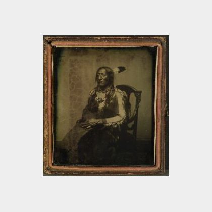 Rare Ambrotype Photograph of Southern Cheyenne Chief War Bonnet