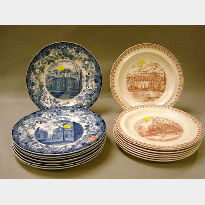 Two Sets of Eight Wedgwood Harvard Plates