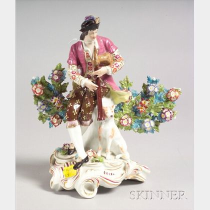 Chelsea-style Porcelain Figure of a Shepherd Playing Bagpipes