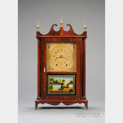 Miniature Mahogany Pillar and Scroll Clock by Mark Leavenworth