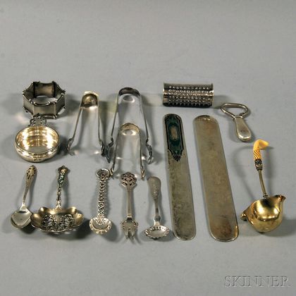 Small Group of Assorted Sterling Silver and Silver-plated Flatware and Tableware