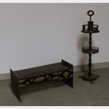Beechwood Smoking Stand and an Asian Brass-mounted Ebonized Bedside Low Table. 