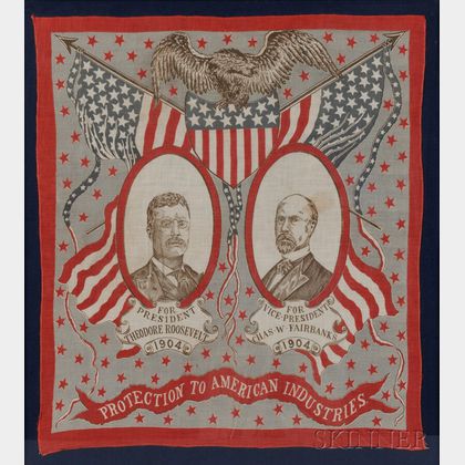 Framed Printed Cotton Roosevelt/Fairbanks Campaign Bandana