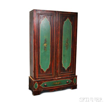 Paint-decorated Pine Cottage Armoire