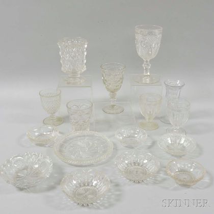 Group of Colorless Pressed Glass Tableware Items
