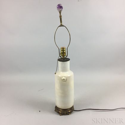Cream-glazed Rouleau Vase Lamp