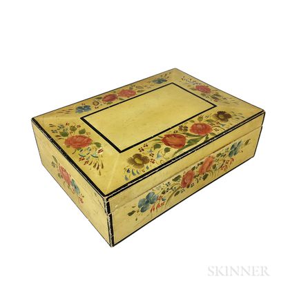 Floral-decorated Poplar Document Box
