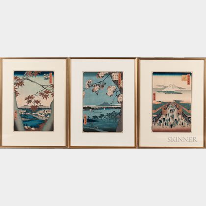 Utagawa Hiroshige (1797-1858),Three Woodblock Prints