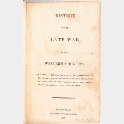McAfee, Robert Breckinridge (1784-1849) History of the Late War in the Western Country.